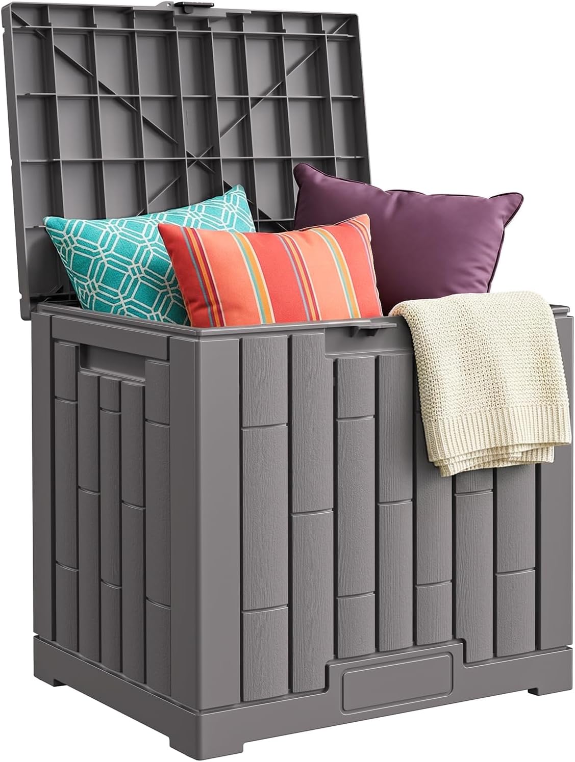 Jocoevol Deck Box 60 Gal, UV Resistant & Waterproof Outdoor Storage Box with Lock, Easy Assemble Storage Bins Container for Pool Patio Garden