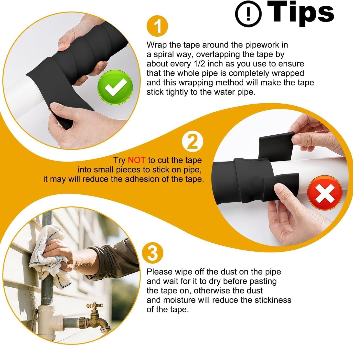 DEMEDO Pipe Insulation Tape, Pipe Wrap Insulation Foam Tape Self Adhesive, Outdoor Water Pipe Insulation Roll for HVAC, AC Line Insulation, 2 inch x 16.5 FT Heat Tape for Water Pipe, White