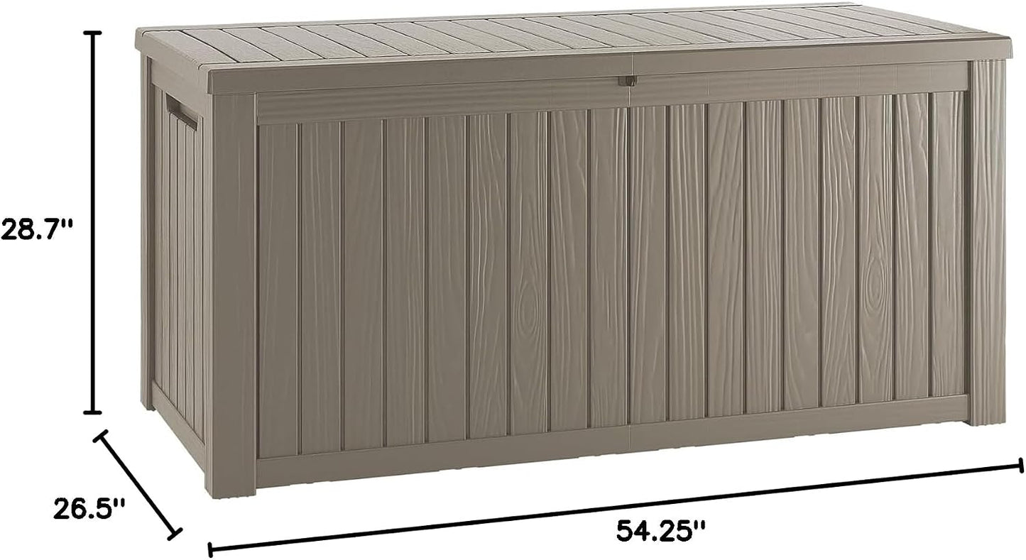 270 Gallon Lockable Resin Outdoor Storage Box, Waterproof & Weather Resistant Deck Box for Patio Cushion, Garden Tools & Pool Accessories, Black