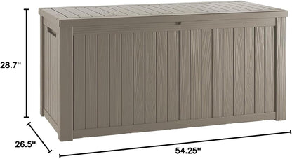 270 Gallon Lockable Resin Outdoor Storage Box, Waterproof & Weather Resistant Deck Box for Patio Cushion, Garden Tools & Pool Accessories, Black
