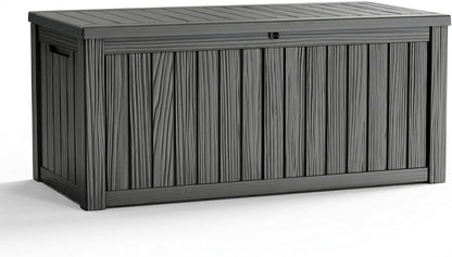230 Gallon Large Outdoor Storage Box Waterproof, UV Resistant Resin Deck Box with Hydraulic Rod & Lockable Latch for Patio Furniture, Outside Storage Box for Garden Tools, Patio Cushions, Black