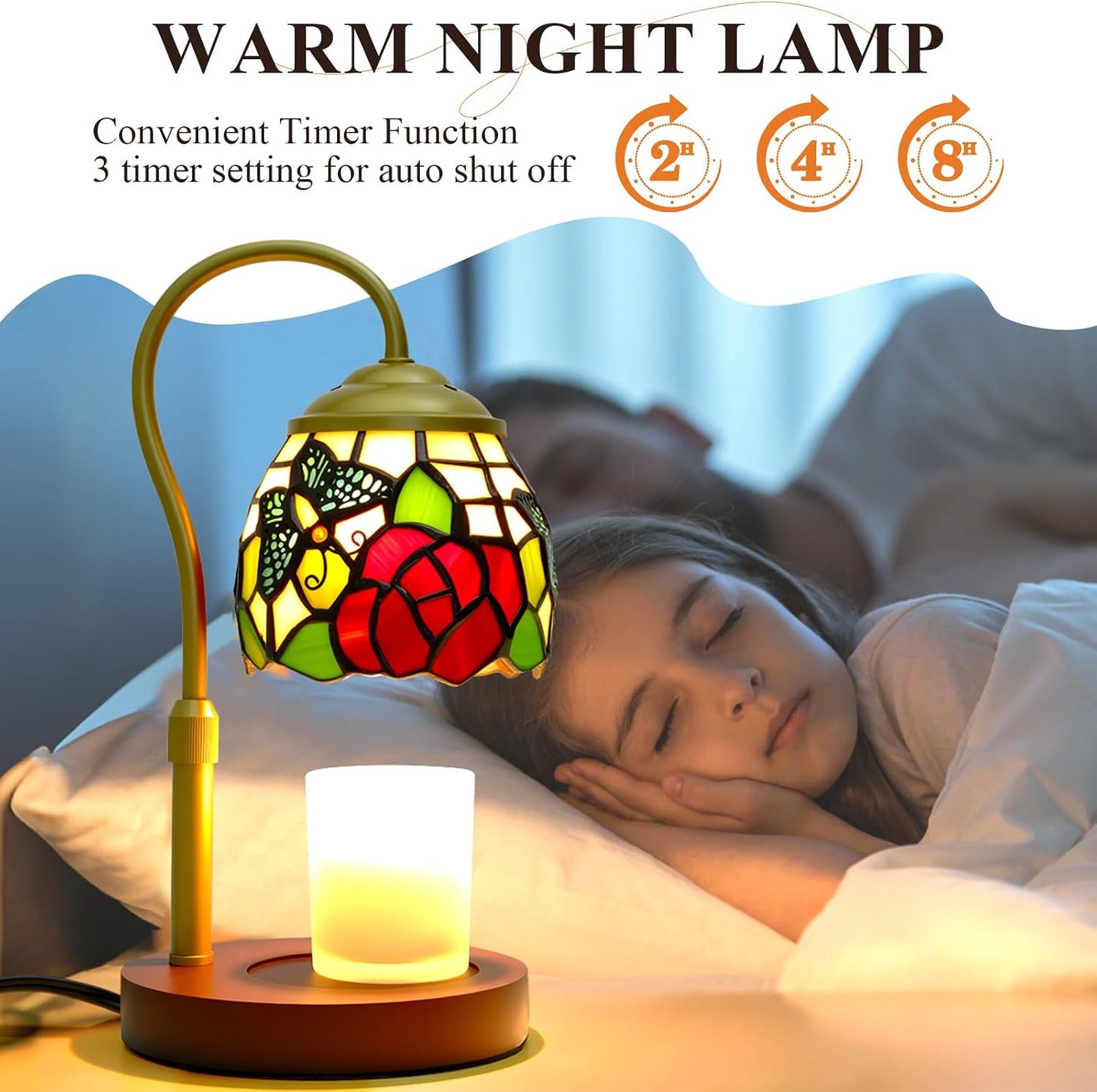 Candle Warmer Lamp with Timer Dimmer - Height Adjustable Wax Melt Warmer for Jar Candles, Blown Art Glass Candle Warming Lamp with 2 Bulbs Birthday Gifts for Mom Women Candle Holders for Home Decor