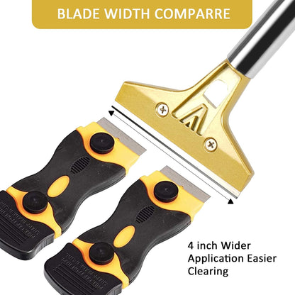 Razor Blade Scraper,Floor Scraper Tool with 20PCS Extra Blades,Paint Scraper Ideal for Cleaning Stove Top,Windows,Glass,Tiles,Wall,Labels.(4 in,Metal) | Heavy-duty,Reinforced aluminum alloy head with a steel shaft