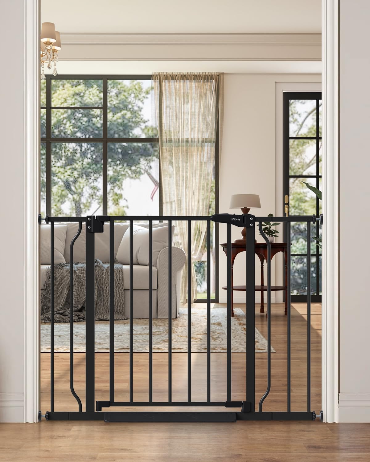 Baby Gate No Drilling, 29"-40" Auto Close Dog Gate Indoor for Doorways & Stairs, Pressure Mounted Adjustable Pet Gate, Easy Walk Through Child Gate for Children & Pets Stroller Friendly, White