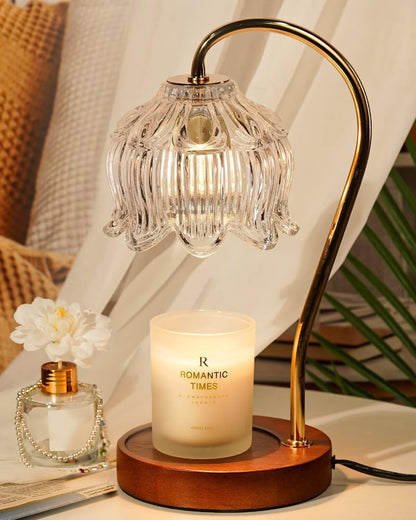 Funistree Flower Candle Warmer Lamp with Timer, Dimmable Candle Lamp Warmer, Christmas Birthday Gifts for Women Mom Her, Housewarming Home Decor, Lotus Wax Warmer for Yankee Candles - Lily Amber