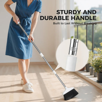 Handy Broom, Indoor/Outdoor Brooms, Duty Kitchen Broom, for Home Garage Kitchen Office Courtyard Lobby Patio Lawn Concrete (1, White)