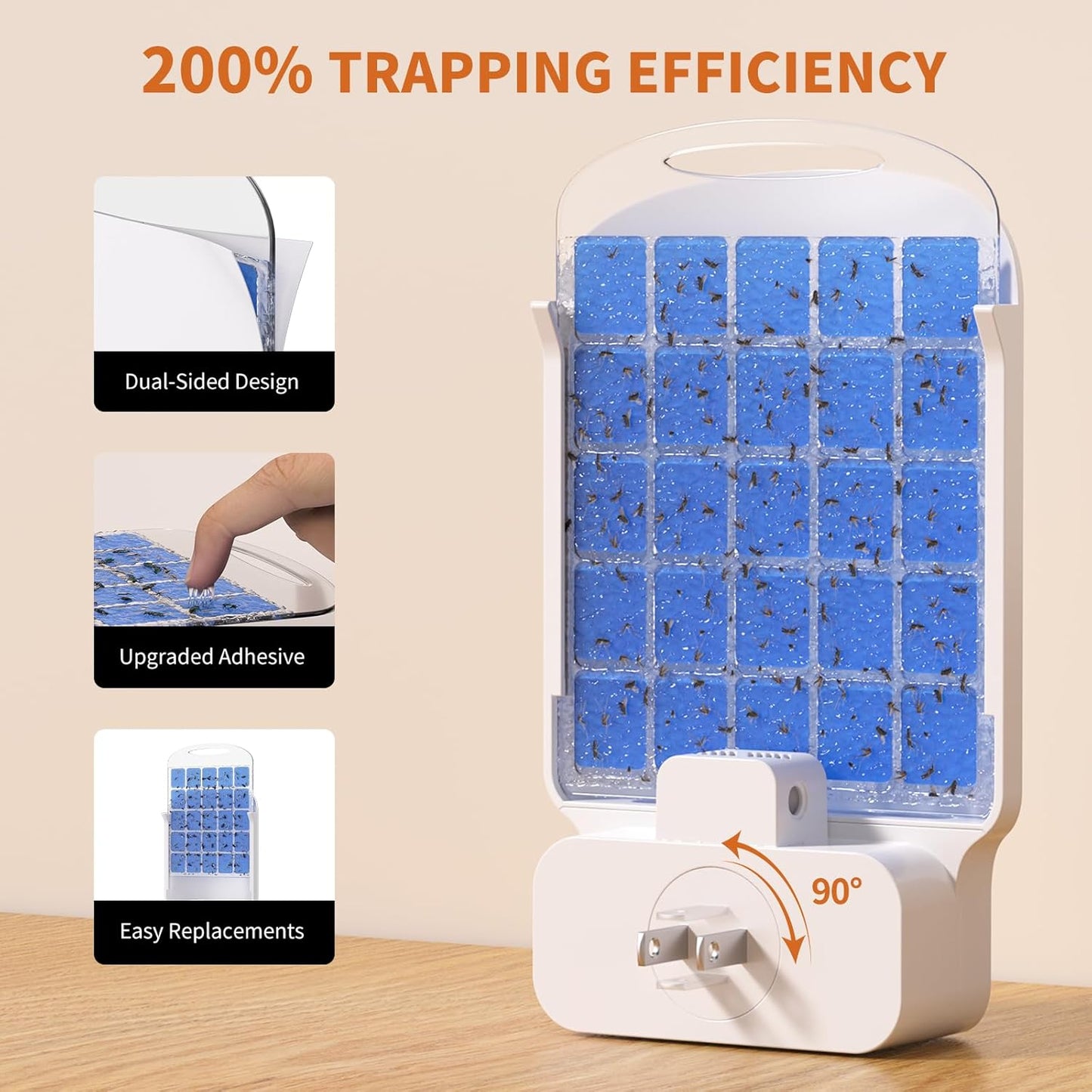 Fly Trap Indoor Plug in – Electric Bug Zapper with Six Light - Silent, Pet Safe & Mess-Free Flying Insect Traps - Gnat Catcher & Fruit Fly Killer for House Home Kitchen Bedroom (1 Device + 1 Refill)