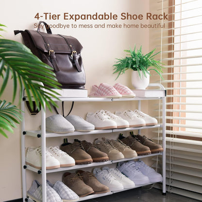 Gonfoam Shoe Rack for Closet, Expandable Shoe Organizer Storage Shelf, Adjustable Metal Free Standing Small Closet Shoe Rack for Entryway, Doorway (2-Tier Black)