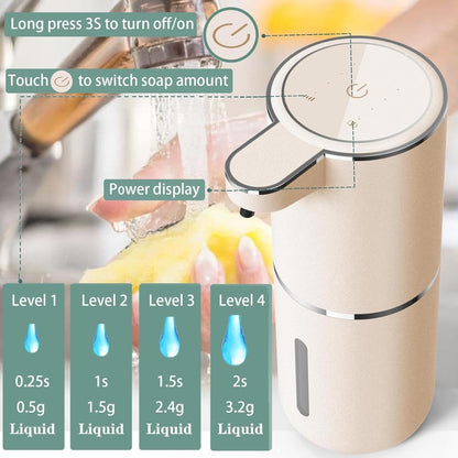 Automatic Soap Dispenser – Touchless Foaming Soap Dispenser 400ml USB Rechargeable Dispenser Electric Wall Mounted 4levels Adjustable Foam Soap Dispenser Pump for Bathroom Kitchen(Silver)