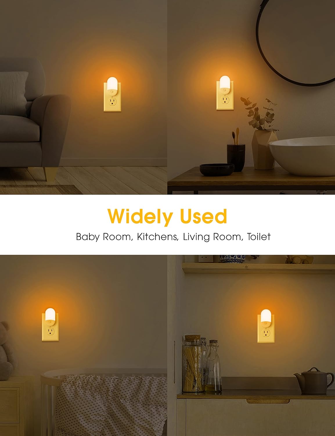 L LOHAS LED Night Lights Plug into Wall, [2 Pack] LED Dimmable Night Light with Light Sensors, 30/60LM Adjustable Brightness Nightlights, Soft White 3000K Automatic Night Light for Kid, Hallway