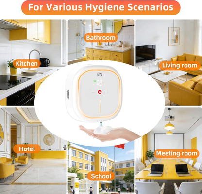 Automatic Foam Soap Dispenser Touchless Wall Mounted, USB-C Rechargeable with Smart Screen Temperature Display & Ambient Light, 7 Adjustable Levels, 16.9 oz for Kitchen Bathroom Commercial,White