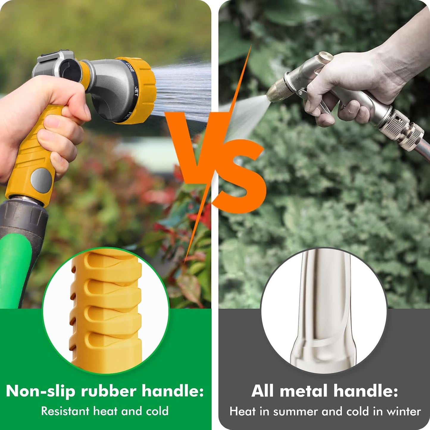 RESTMO Heavy Duty Hose Nozzle, Metal Garden Water Hose Sprayer with 7 Watering Patterns, Thumb Control, On Off Valve, High Pressure Nozzle Sprayer for Watering Plants, Car and Pet Washing, Bronze