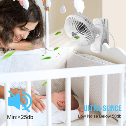 BESKAR Clip on Fan, Portable Small Desk Fans with Strong Airflow, 3 Speeds with Personal Fans Sturdy Clamp, Quiet Desk Fan & Clip Fan with USB Cord Powered - No Battery