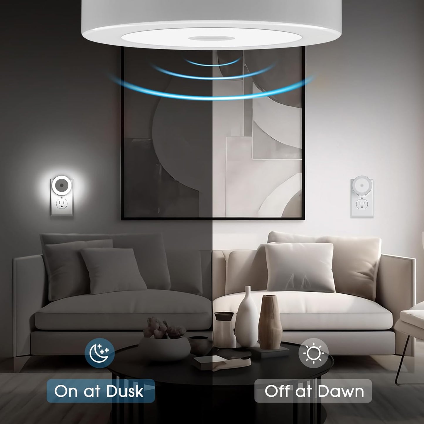 Briignite Motion Sensor Night Light, [2 Pack] Night Lights Plug into Wall, Auto On/Off Motion Activation Nightlight, Energy-Saving 0.6W LED, Daylight White, Ideal for Kids, Bedroom, Bathroom