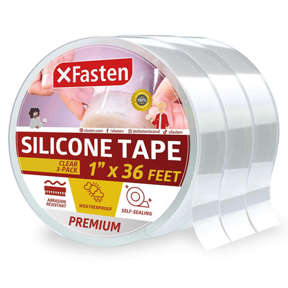 XFasten Self Fusing Silicone Tape Waterproof – 1" x 36 Feet Black, Self Amalgamating Tape, Silicone Rubber for Plumbing, Sealing Pipes, Hose Repair, Outdoor Coax and Electrical Cables – Weatherproof