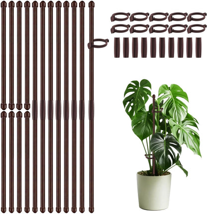 20Pcs Plant Support Stakes 17 inch SupKing Garden Orchid Sticks Extended to 3ft 4ft 5ft Plant Poles with Clips for Indoor Outdoor Potted Tomato Rose Amaryllis Vegetables Comes with 20 Ties（Green）