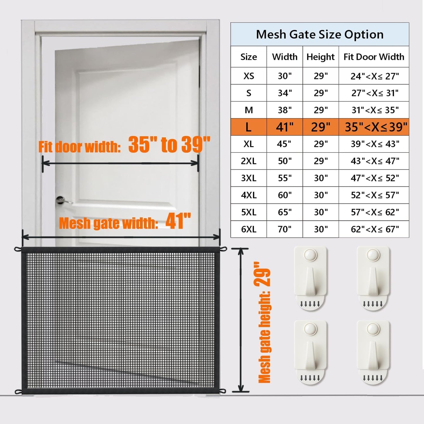Cupount Dog Screen Mesh Gate for Stairs Pet Gates for The House: for Doorways Stairways Indoor 29 inches Tall, 38 inch Wide, Fits 32-35 inch Openings