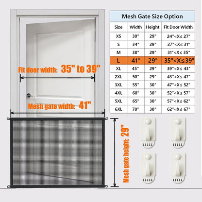 Cupount Dog Screen Mesh Gate for Stairs Pet Gates for The House: for Doorways Stairways Indoor 29 inches Tall, 38 inch Wide, Fits 32-35 inch Openings