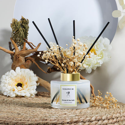 Reed Diffuser Set,5.07 fl oz (150 ml) - White Jasmine Oil Diffusers with 8 Reed Sticks,Home Fragrance Reed Diffuser for Bathroom Shelf Decor
