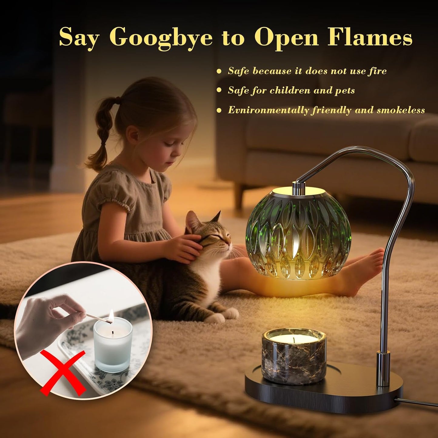 Candle Warmer Lamp with Timer & 4-Level Dimmer, Electric Wax Warmer for Jar Candles, Black Home Decor with 2 Bulbs, Gift for Women, Men, Housewarming