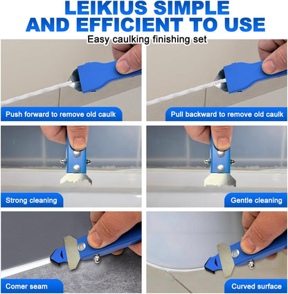 High Quality 3 in 1 Caulking Tools Sets, Steel Sealant Finishing Tool for Bathroom Kitchen Tile Window Sink Joints, Caulk Remover & Grout Scraper,for Smooth Caulking Come with a Knife