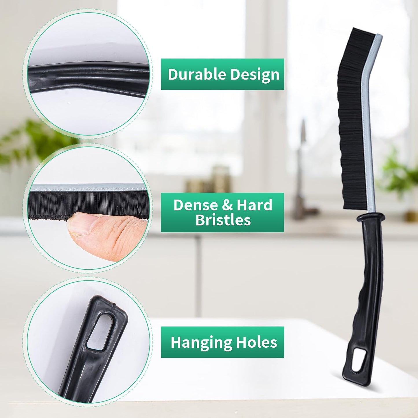 6-Pack Hard Bristle Crevice Cleaning Brush, Best Tool for Cleaning Grout, Gaps, and Sink, Home Cleaning Essentials, Crevice Cleaning Tool for Kitchen and Household Use