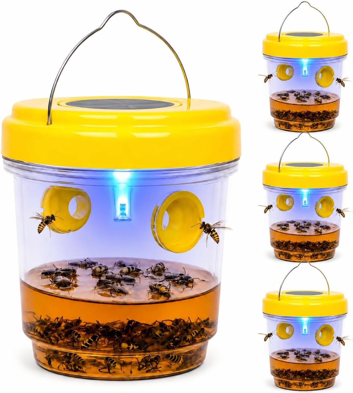 4 Pack 2026 New Upgrade Wasp Trap Outdoor Hanging, Yellow Jacket Traps, Bee Traps Outdoor Hanging, Carpenter Bee Traps for Outside, Hornet Traps