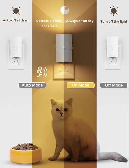 L LOHAS LED Motion Sensor Night Light, Dimmable Night Lights Plug into Wall, Plug in Nightlight, Motion Sensor Light Indoor for Bathroom Hallway Bedroom Stairs Kids Elderly [3000K,2 Pack]