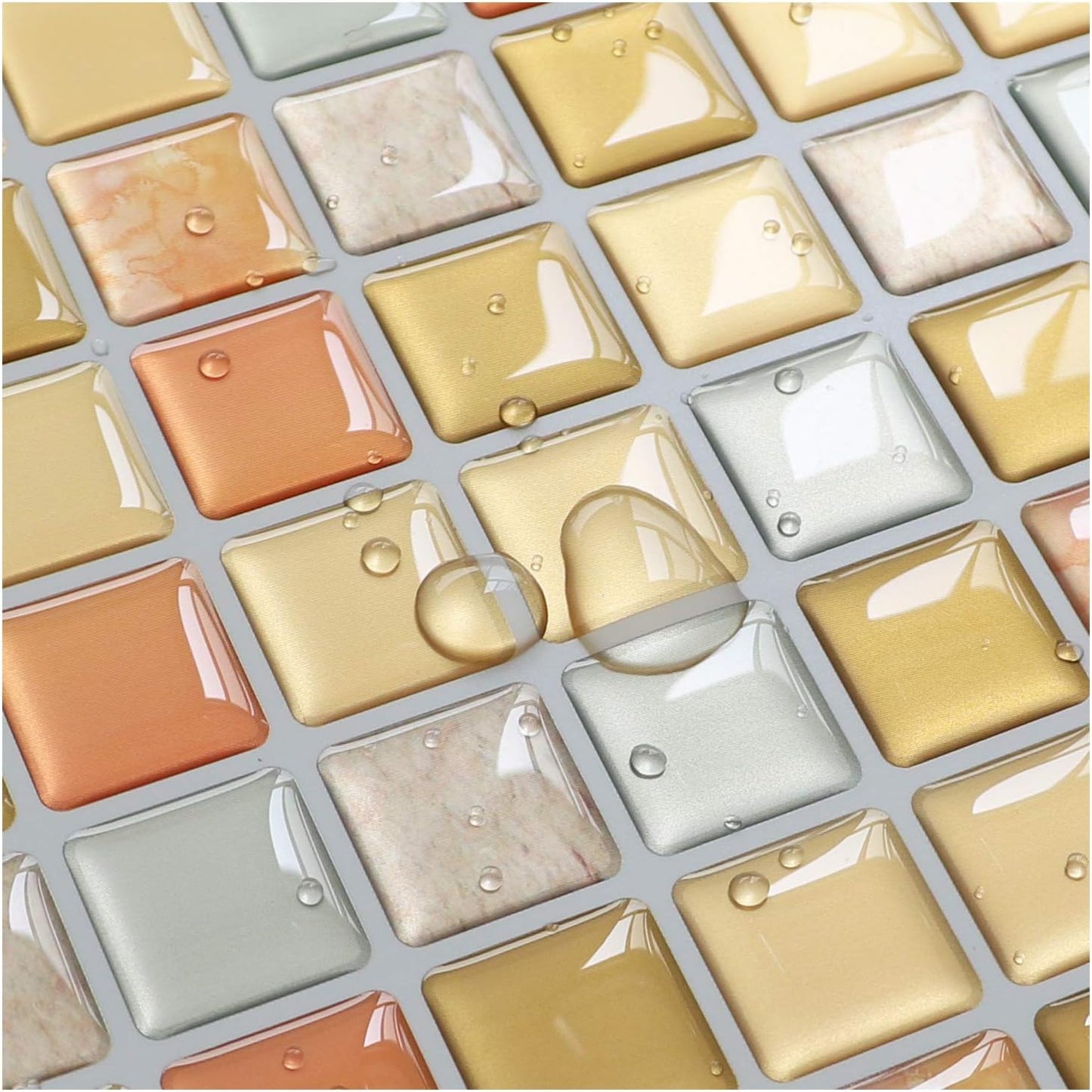 Yoillione Peel and Stick Backsplash for Kitchen: Self Adhesive Wall Tiles for Bathroom - Vinyl Thick Back Splash Tile (10, Light Coffee)