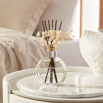 Flower Reed Diffuser Set 5.07oz Satin Rose Scent Diffuser with Sticks Home Fragrance Reed Diffuser for Bathroom Shelf Decor