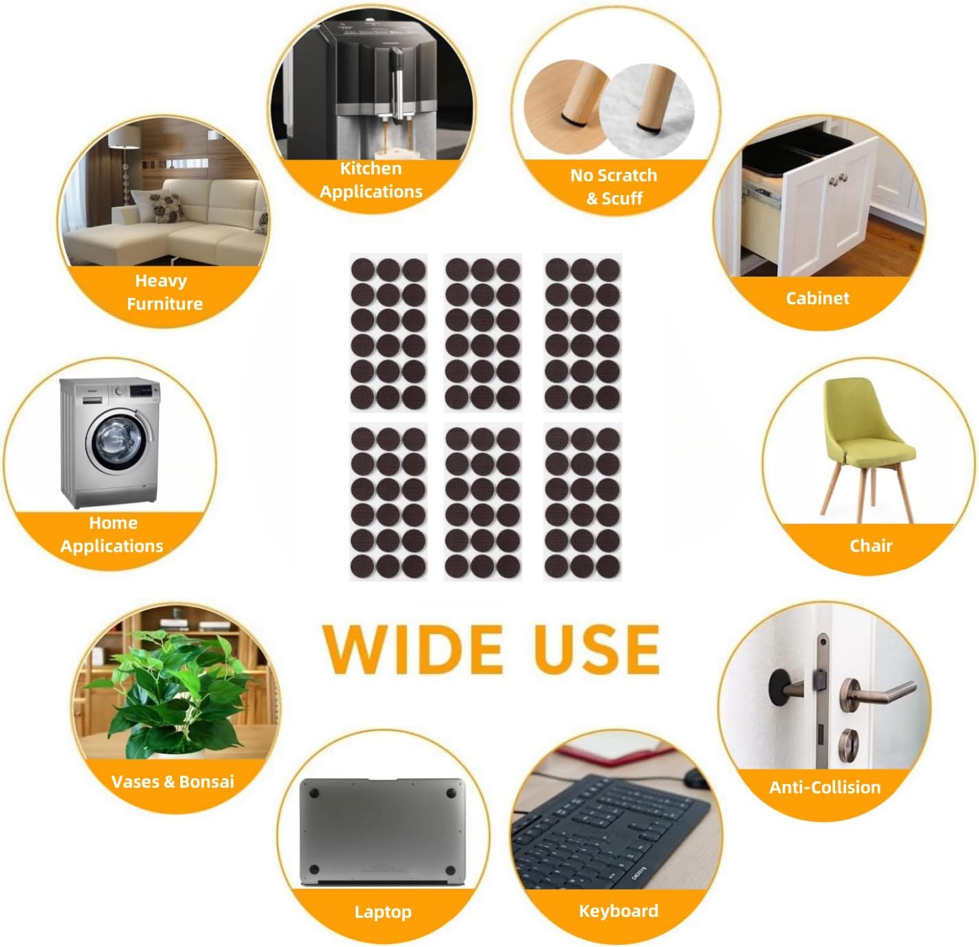Non Slip Furniture Pads 1/2" x 3" Rubber Strips Self Adhesive Furniture Grippers Chair Leg Pads Rubber Chair Feet Anti Scratches Non Skid Furniture Pad Floor Protectors, 40 Pcs Rectangle