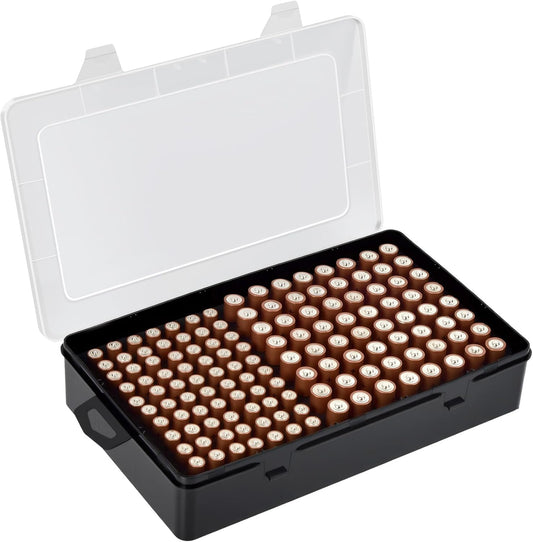 Xuerdon Battery Organizer Case with BT168 Tester 120+ Batteries Storage Box | Clear Plastic Battery Box Holds 49AA 51AAA 10CR2032 10CR1632 Batteries, Wall Mount Drawer Organizer Batteries not Included