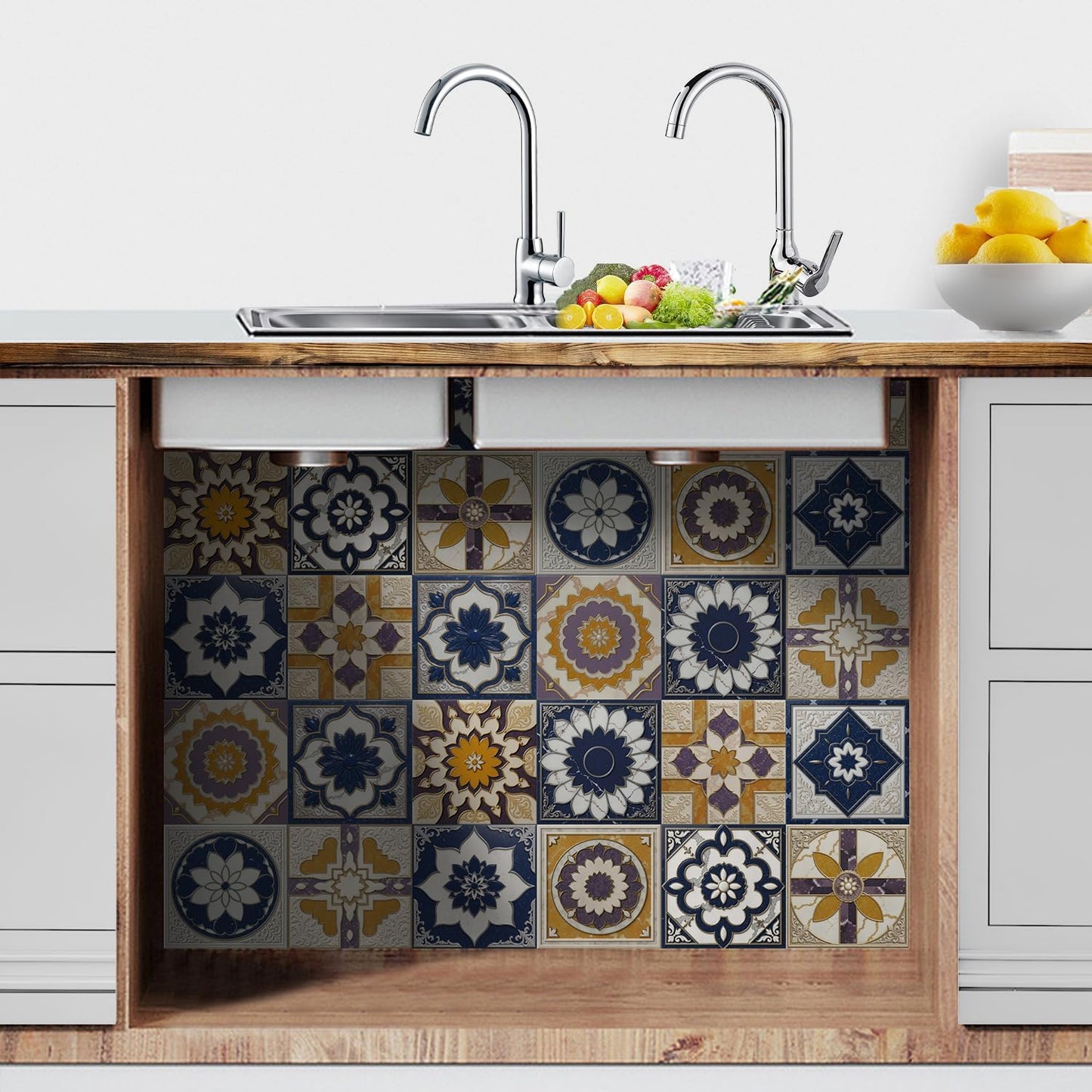 Peel and Stick Backsplash Tile Sticker for Kitchen and Bathroom Walls - 24 Removable 5.9"x5.9" Tiles, Waterproof
