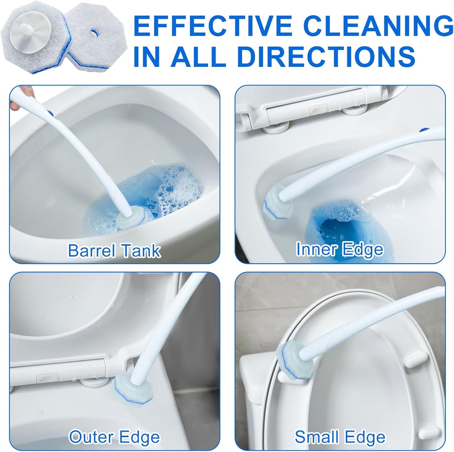 60pcs Disposable Toilet Brush Head Refills Compatible With Clorox System,Upgrade Fiber Cleaner Heads for Closestool .(not included brush rod)