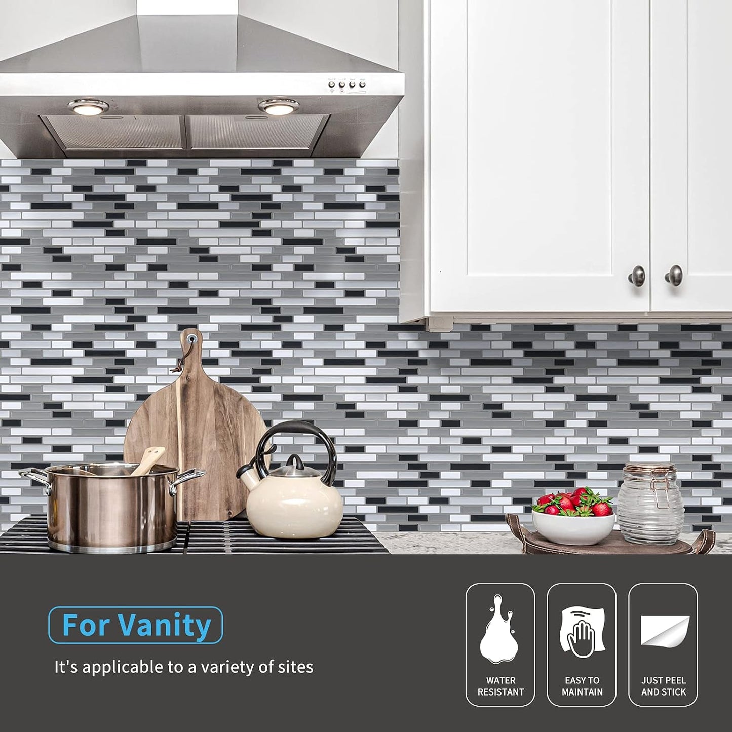 Art3d 10-Sheet Kitchen Backsplash Tiles Peel and Stick, Self Adhesive Wall Tile Sticker for Kitchen Island Bathroom Laundry Room RV Renter 12" x 12" - Jade Green