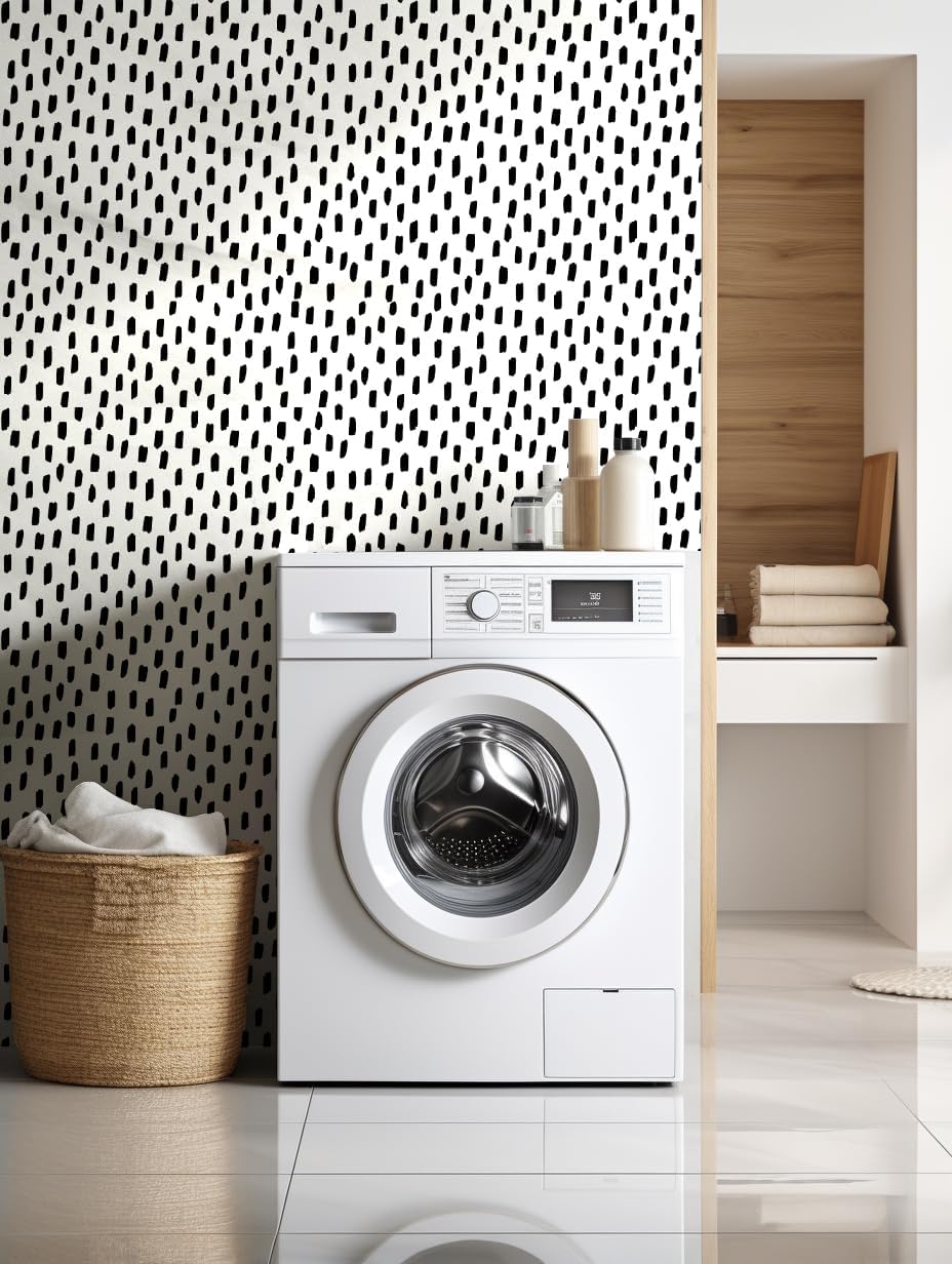 HAOKHOME Peel and Stick Wallpaper Boho Modern Dots Wall Paper Removable for Bathroom Caramel/White Contact Paper 17.3in x 9.8ft