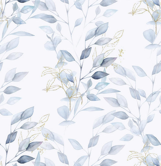 HeloHo Peel and Stick Wallpaper Blue Floral Leaf Wall Paper Self Adhesive Removable Thicken Waterproof Contact Paper for Bathroom Bedroom Living Room Decor Renter Friendly Wallpaper 15.35" X 78.7"