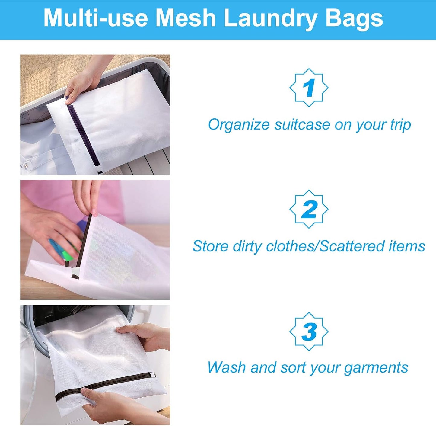 GOGOODA Mesh Laundry Bags for Delicates Durable Protective Wash Bags | Travel Storage Bags for Intimates Lingerie, 3PCS（3XXL）