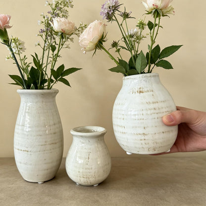Ceramic Vase Set of 3,Rustic Vase Home Decor, Farmhouse Vase Decor for Shelves,Entry Table,Living Room,Fireplace