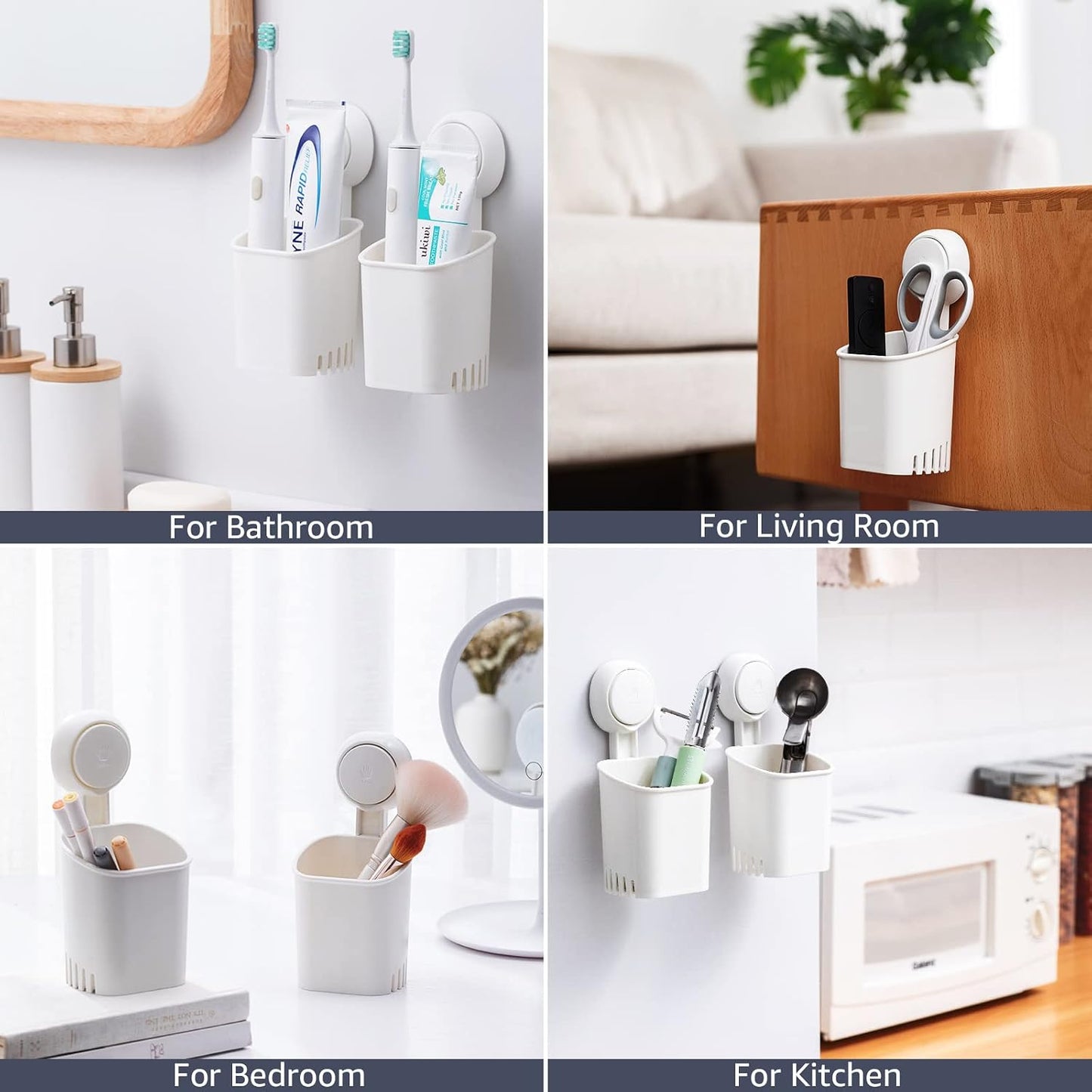 TAILI Upgraded Bathroom Mirror Suction Cup Toothbrush Holder with Razor Hook, Visible Safety Indicator, Large Capacity Inverted Trapezoid Design, Removable Shower Caddy for Toothbrush, Toothpaste, etc