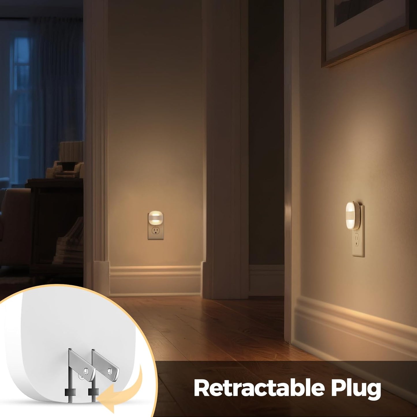 DORESshop LED Night Light, Night Lights Plug Into Wall [2 Pack] with Dusk-to-Dawn Sensor, Dimmable Nightlights, Adjustable Brightness for Bathroom, Hallway, Bedroom,Kids Room,Stairway,Soft White
