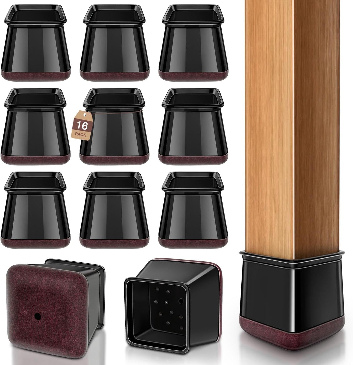 YOZON Chair Leg Floor Protectors Felt Furniture Pads Silicone Caps | Chair Leg Protectors for Hardwood Floors 32 Pack Anti-Scratch Reduce Noise Clear Round Medium Fit 3/4" to 1-3/16" (19-30mm)