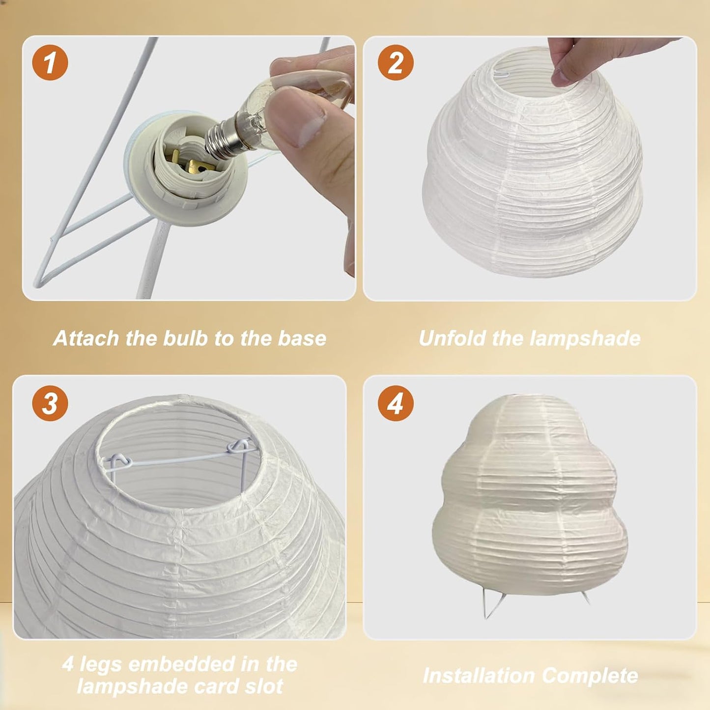 YY YEARCHY Rice Paper Table Lamp 15.3-inch Tall | Push-Button Switch E12 Base Warm Glow Desk Lamp for Bedroom Living Room Office