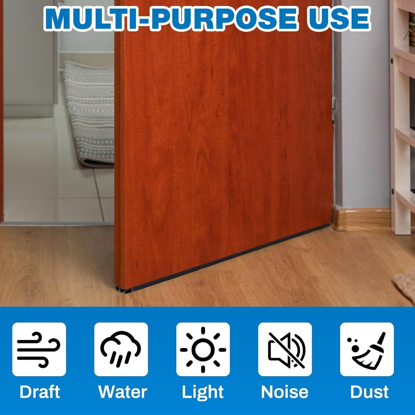 Pangda 2 Pcs Under Door Seal Door Bottom Seal 36" Long 1 3/4" Wide Kerf Strip Weather Stripping Sweep Draft Stopper Channel Replacement with Fins Vinyl Draft Blocker for Exterior Interior Home(White)