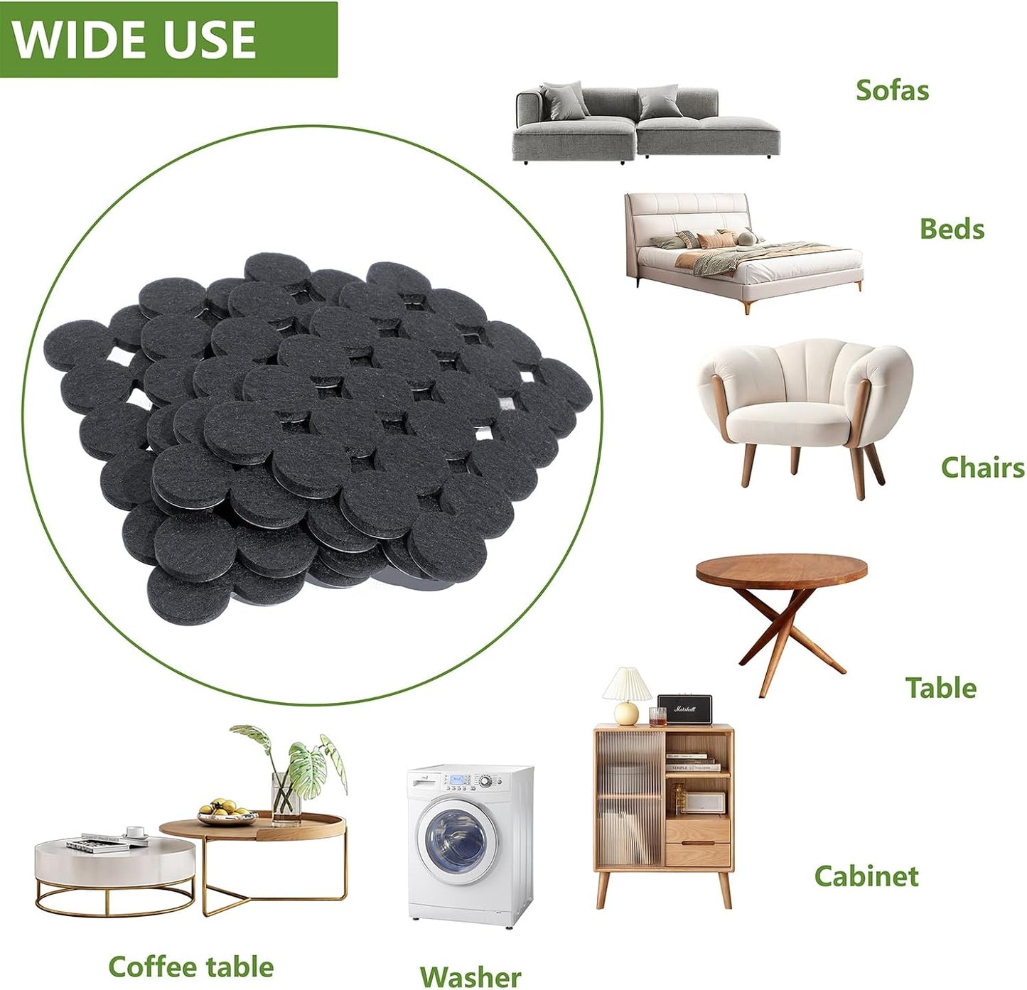 Felt Furniture Pads for Hardwood Floors 48 PCS, Furniture Pads, Floor Protectors for Hardwood Floors, Felt Pads for Furniture, Round, Dark Brown