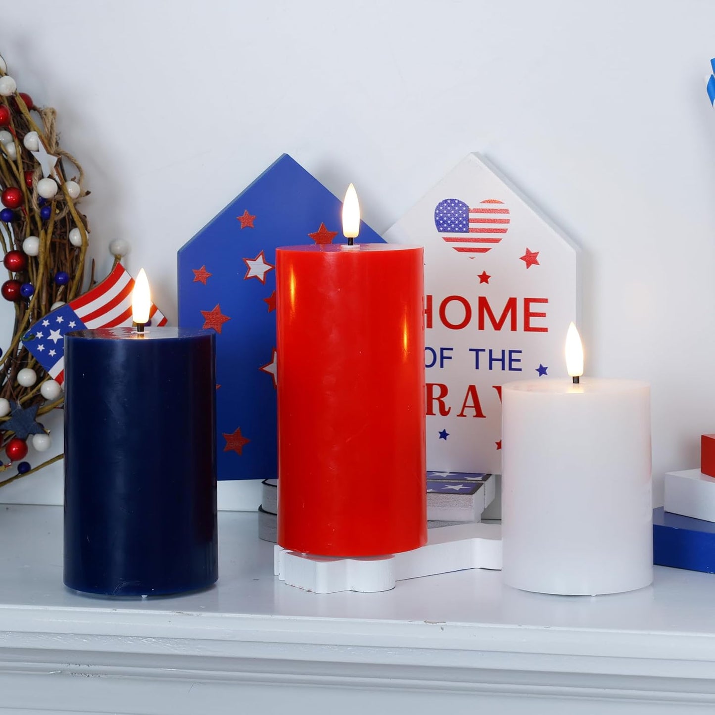 JOIONE Flameless Pillar Candles with Remote, 3 Pack Battery Operated Real Wax LED Candles, LED Candle that Perfect for Home Decorations Fireplace Table, White