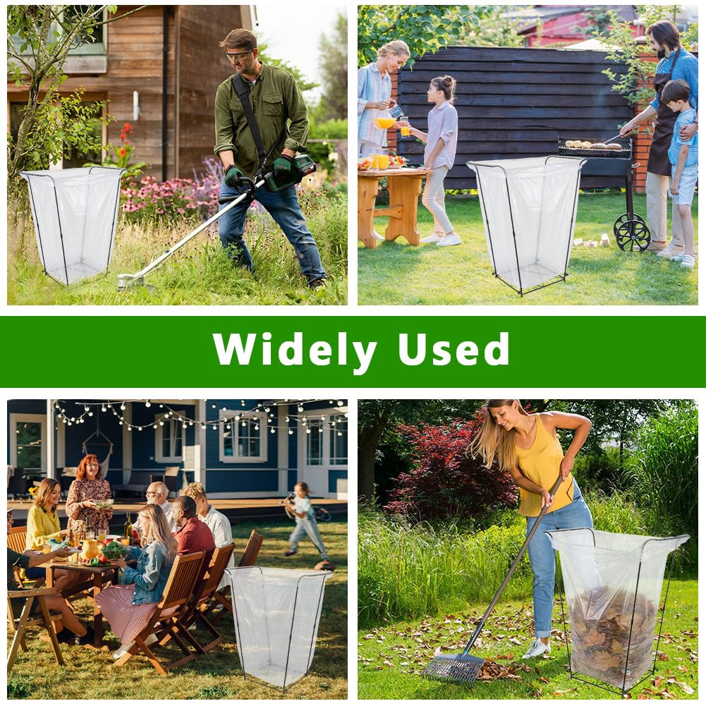 Trash Bag Holder, Garbage Bag Holder, Metal Leaf Bag Holder Stand | Portable Trash Bag Holder for 30-45 Gallon for Lawn, Yard, Camping, Outdoor, S-Shape Base
