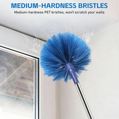SetSail Cobweb Duster with Extension Pole, Retractable Dusters for Cobweb Cleaning 90-inch Long Handle Ceiling Fan Spider Web Brush for Outdoor Indoor High Ceilings