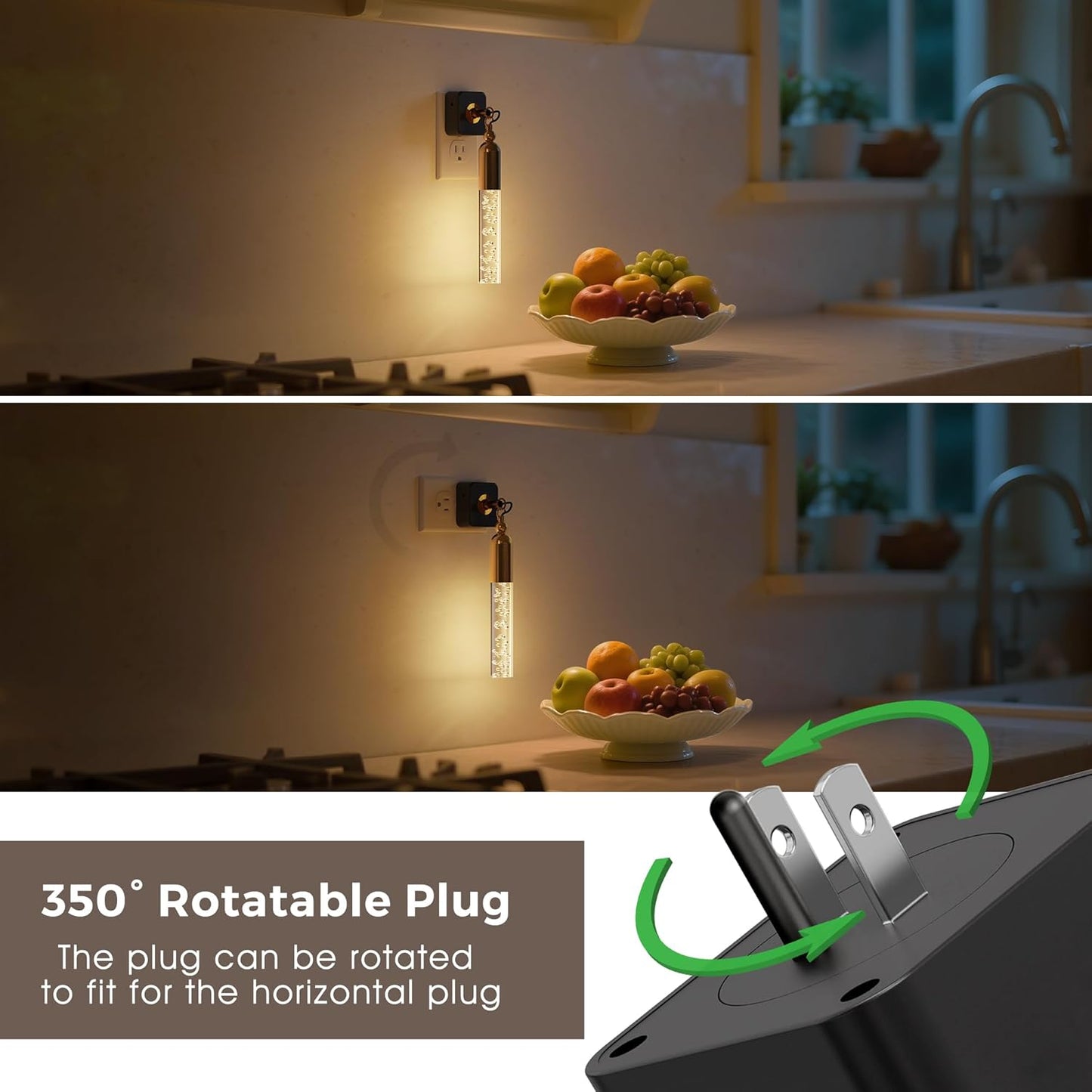 L LOHAS LED Night Light,Dimmable Night Lights Plug into Wall, 2 Pack Acrylic Nightlight with 0-100 LM Adjustable Brightness, 3000K Plug in Night Light with Dusk to Dawn Sensor, for Bathroom Hallway