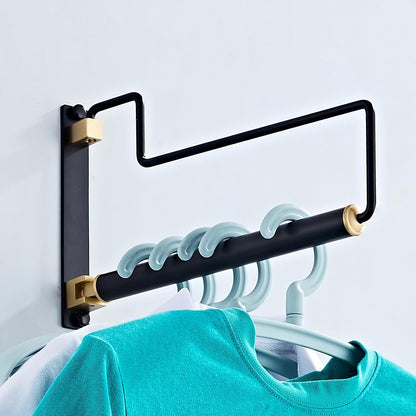 NEWRAIN Folding Wall Mounted Clothes Hanger Rack Clothes Hook Solid Brass with Swing Arm Holder Clothing Hanging System Closet Storage Organizer Heavy Duty Drying Rack Wall Mount,Brushed Gold